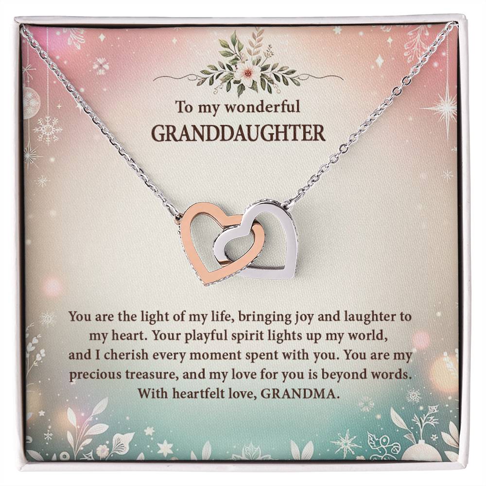 4057a Interlocking Hearts Necklace, Gift to My Granddaughter , with beautiful message card