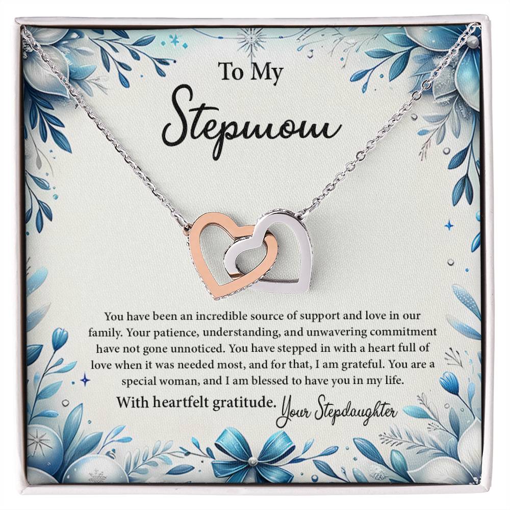 4050b Interlocking Hearts Necklace, Gift to my Stepmom with Beautiful Message Card