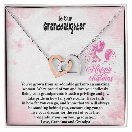 4020 d Interlocking Hearts Necklace, Gift to My Granddaughter , with beautiful message card