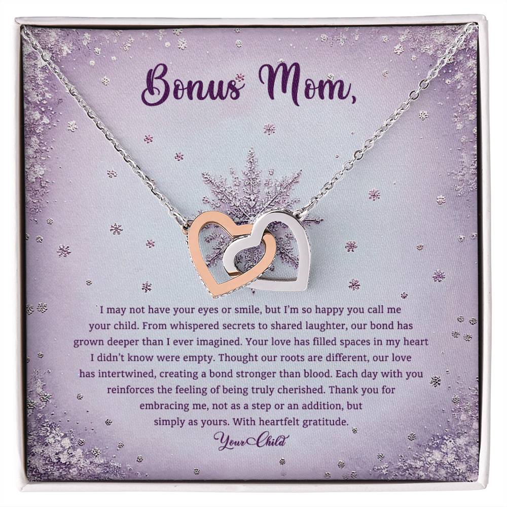 95314 a Interlocking Hearts Necklace, Gift to my Stepmom with Beautiful Message Card