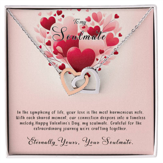 Valentine-st8b Interlocking Hearts neck, Gift to My Soulmate with Message Card