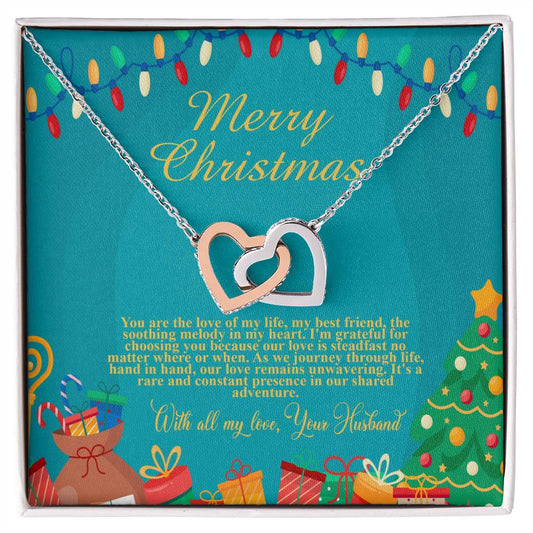 94097b Interlocking Hearts neck, Gift to my Wife with Beautiful Message Card