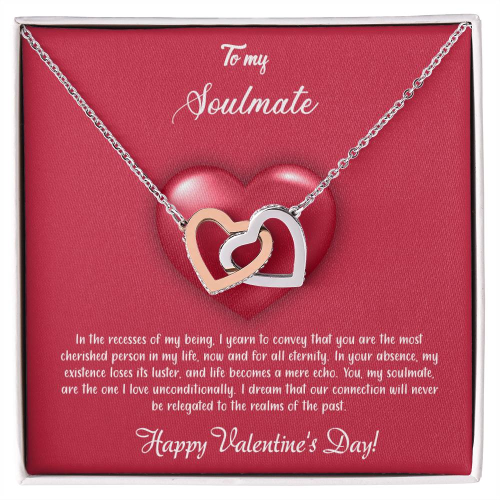 valentine-35b Interlocking Hearts neck, Gift to My Soulmate with Message Card