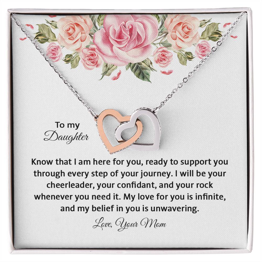 4031e Interlocking Hearts neck, Gift to my Daughter with Beautiful Message Card