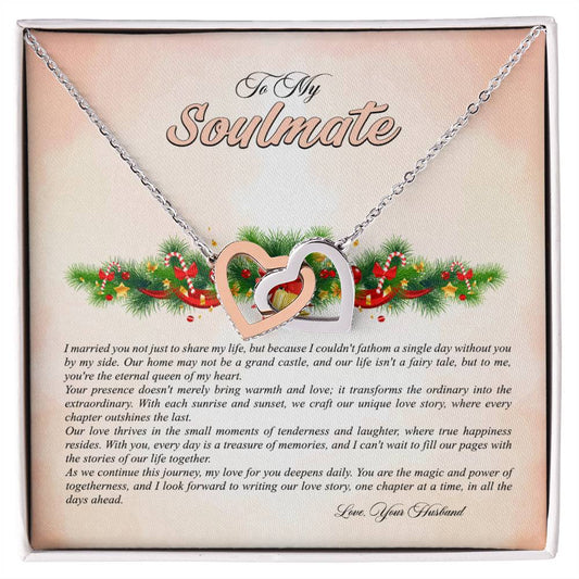 4009b Interlocking Hearts neck, Gift to My Soulmate with Message Card