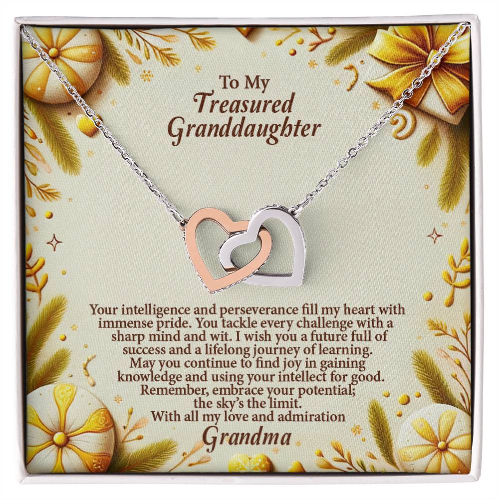 4056b Interlocking Hearts Necklace, Gift to My Granddaughter , with beautiful message card