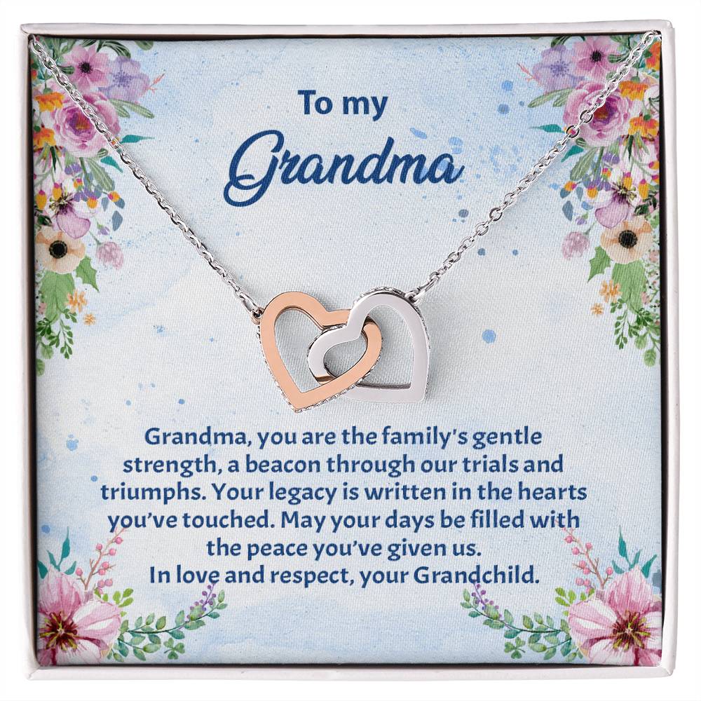 4038b Interlocking Hearts Necklace, Gift to my Grandma with Beautiful Message Card