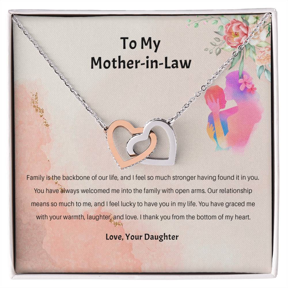 94689b Interlocking Hearts Necklace, Gift to my Stepmom with Beautiful Message Card