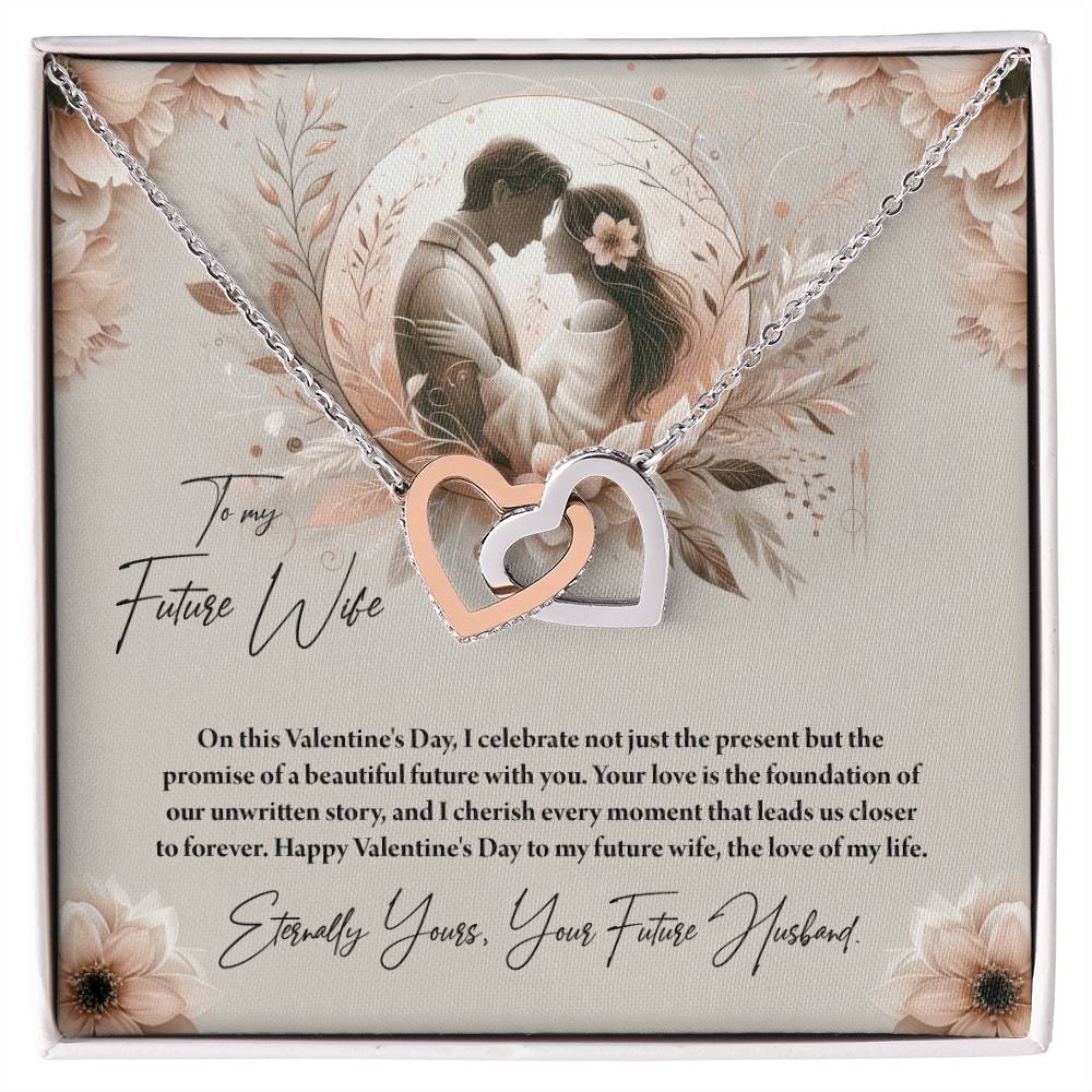 Valentine-st27d Interlocking Hearts Necklace, Gift to my Future Wife with Beautiful Message Card