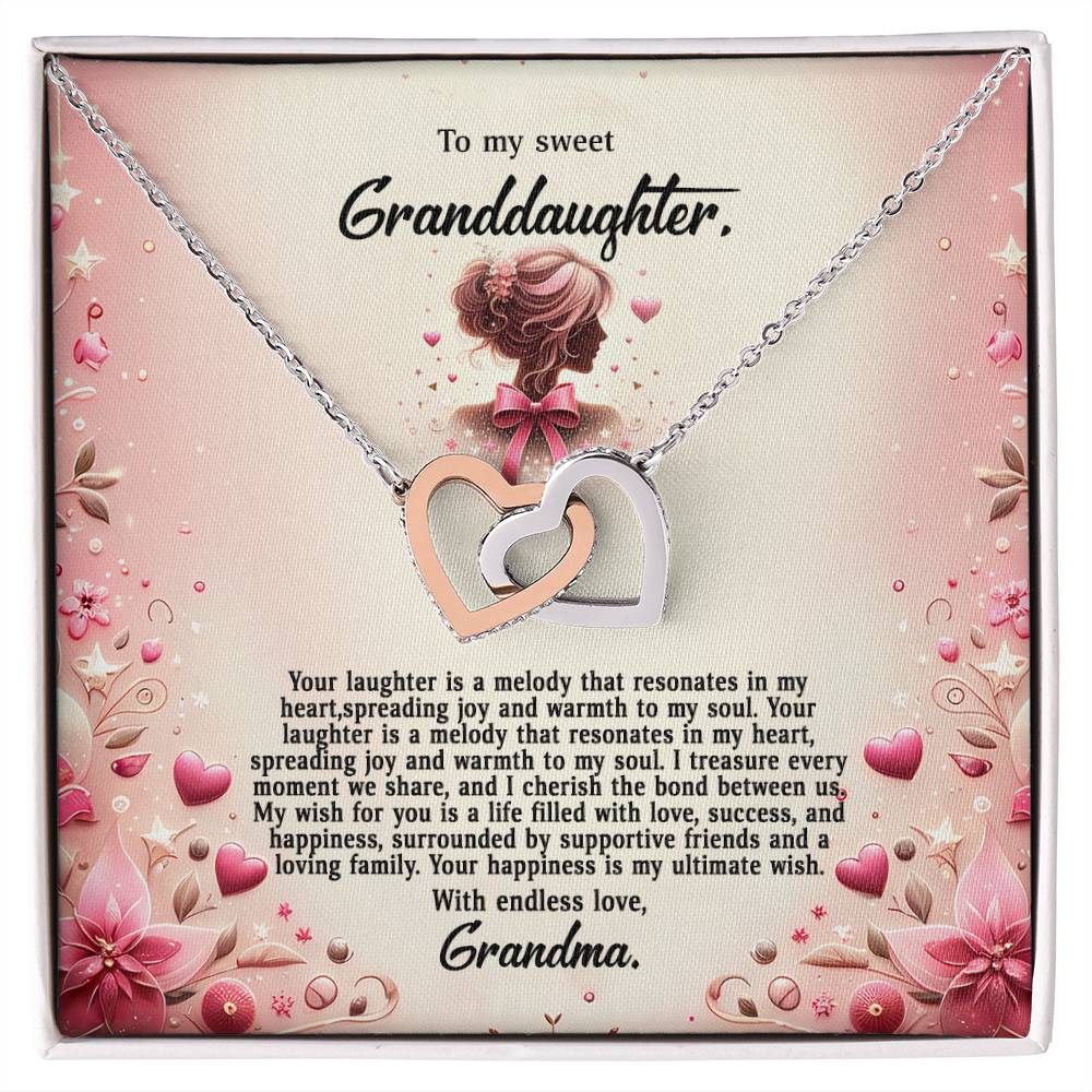 4058(b) Interlocking Hearts Necklace, Gift to My Granddaughter , with beautiful message card