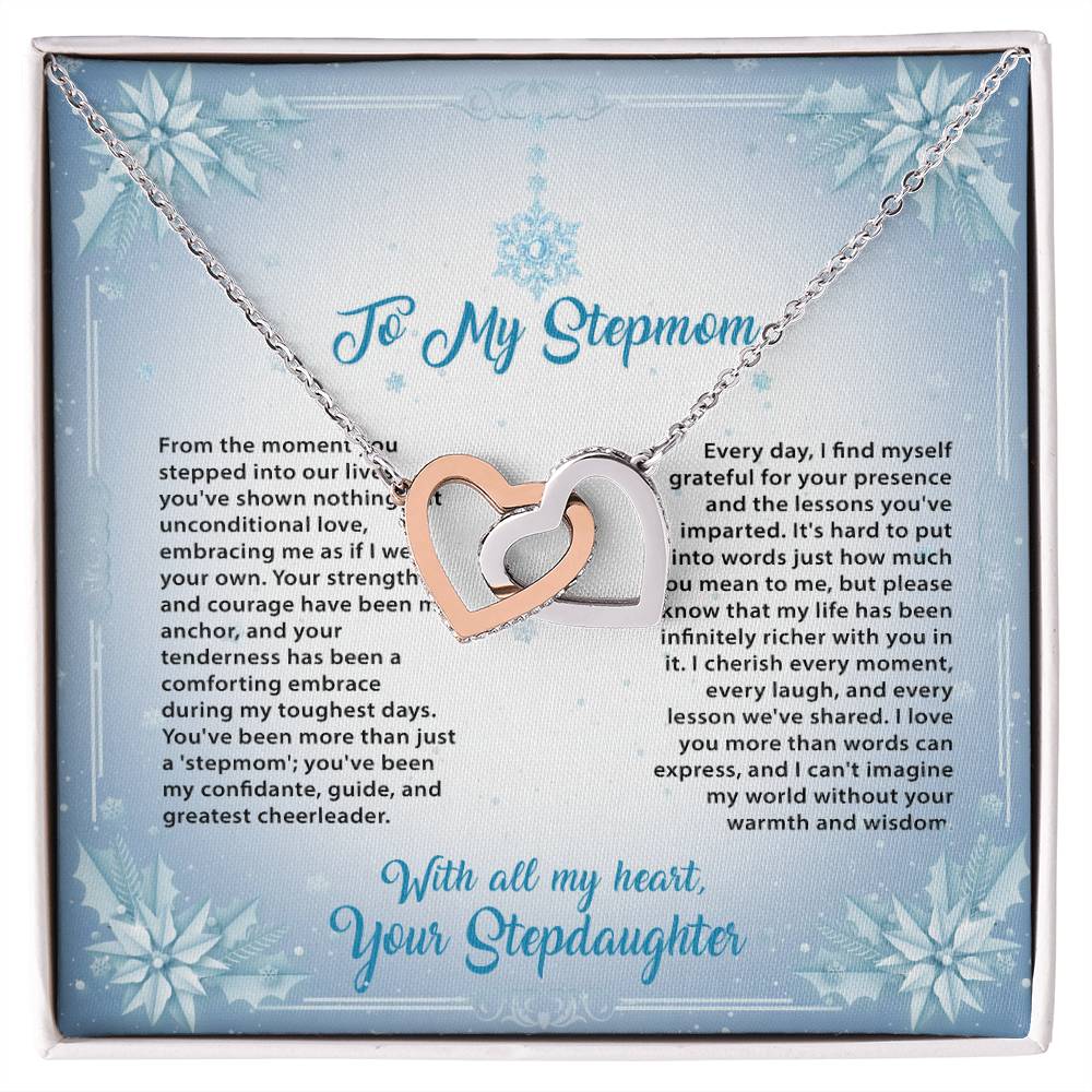 95315 a Interlocking Hearts Necklace, Gift to my Stepmom with Beautiful Message Card