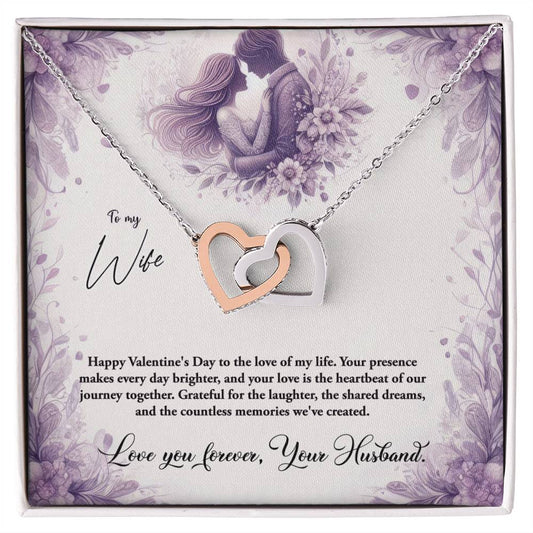 Valentine-st10a Interlocking Hearts Necklace, Gift to my Wife with Beautiful Message Card