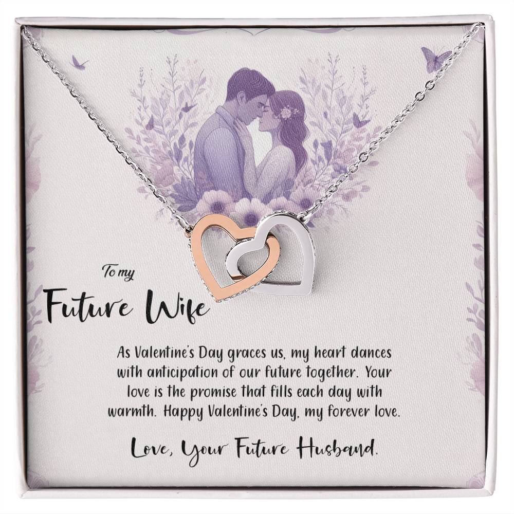 Valentine-st14d Interlocking Hearts Necklace, Gift to my Future Wife with Beautiful Message Card