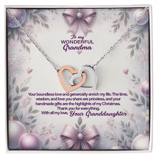 4053d Interlocking Hearts Necklace, Gift to my Grandma with Beautiful Message Card