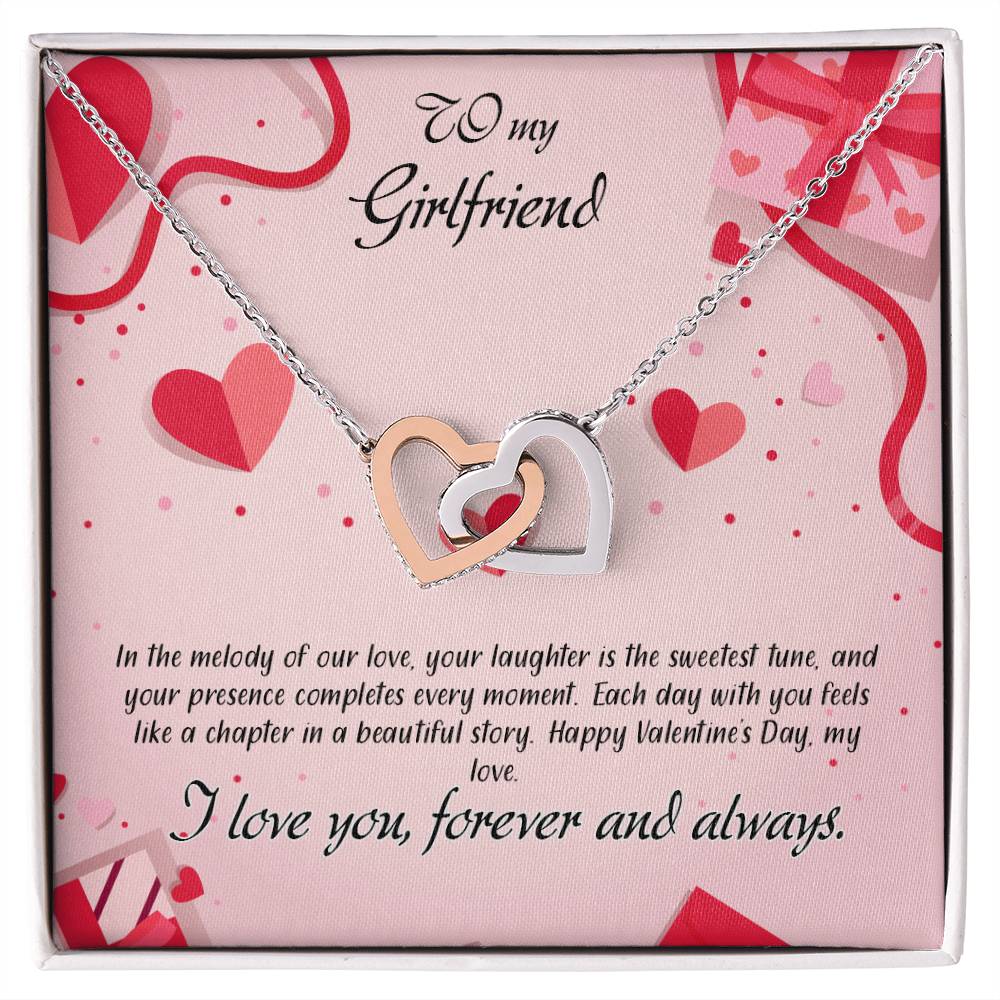 valentine-15c Interlocking Hearts Necklace, Gift to my Girlfriend with Beautiful Message Card