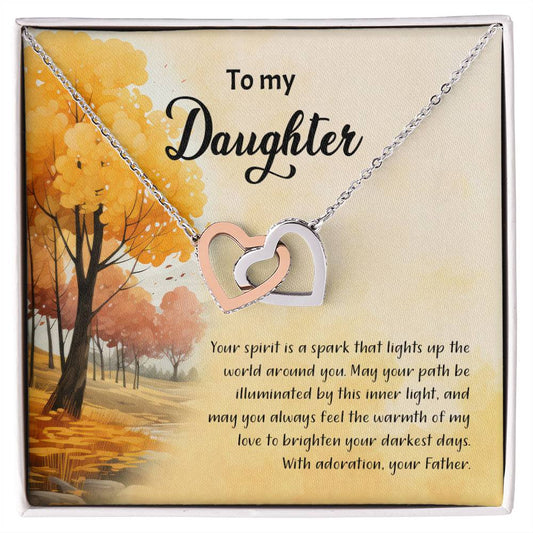 4041a Interlocking Hearts Necklace, Gift to my Daughter with Beautiful Message Card