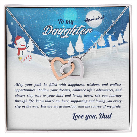 4008a Interlocking Hearts Necklace, Gift to my Daughter with Beautiful Message Card