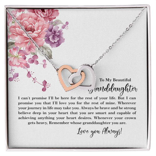 4027c Interlocking Hearts Necklace, Gift to My Granddaughter , with beautiful message card