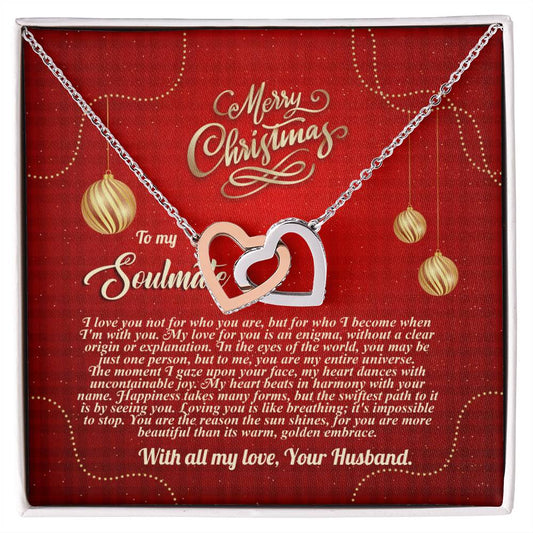 94096c Interlocking Hearts neck, Gift to My Soulmate with Message Card