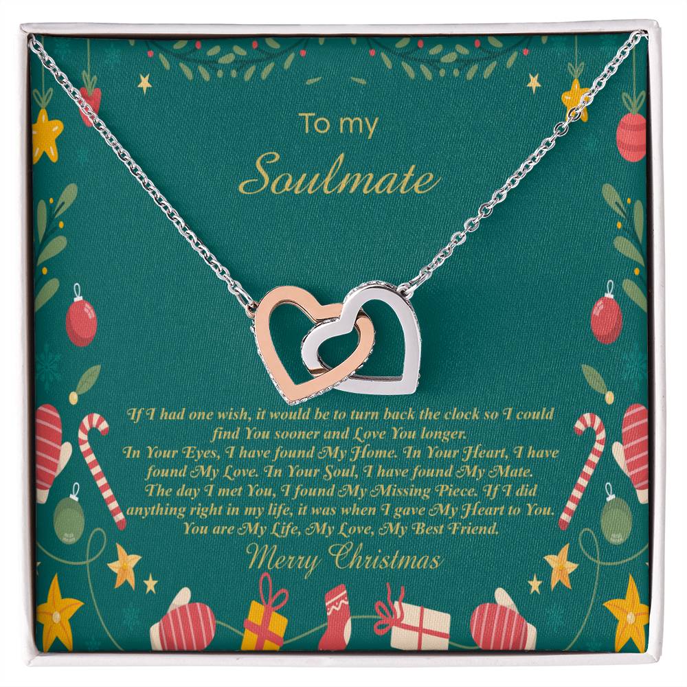 94098a Interlocking Hearts neck, Gift to My Soulmate with Message Card