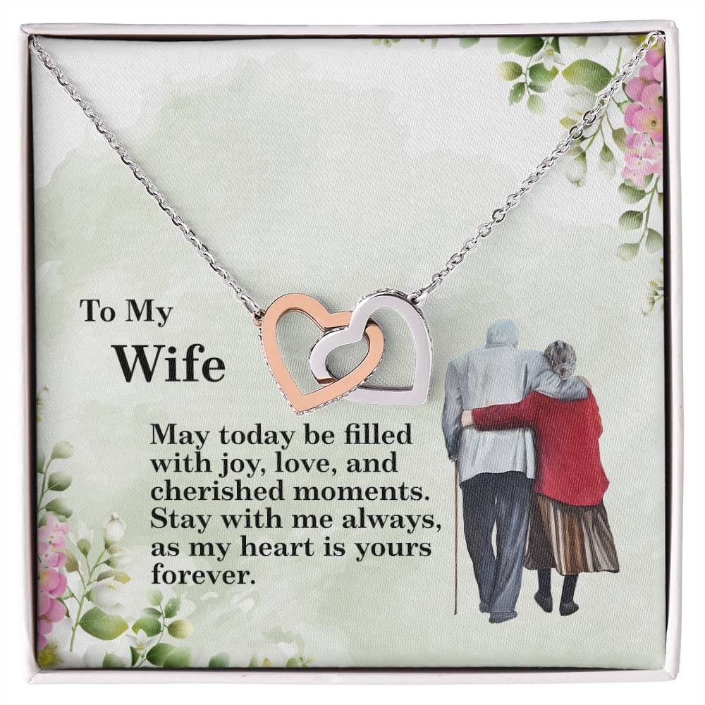 4028 Interlocking Hearts neck, Gift to my Wife with Beautiful Message Card