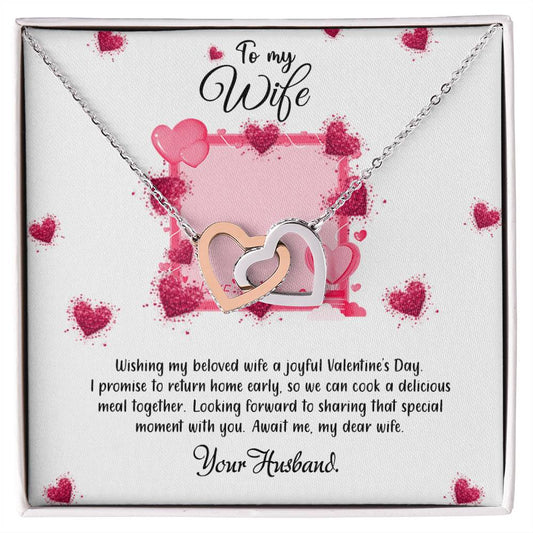 valentine-32b Interlocking Hearts neck, Gift to My Soulmate with Message Card