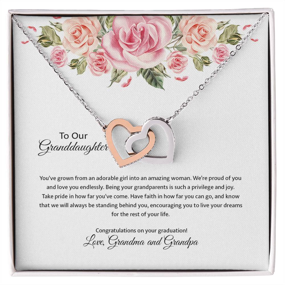 4031a Interlocking Hearts Necklace, Gift to My Granddaughter , with beautiful message card