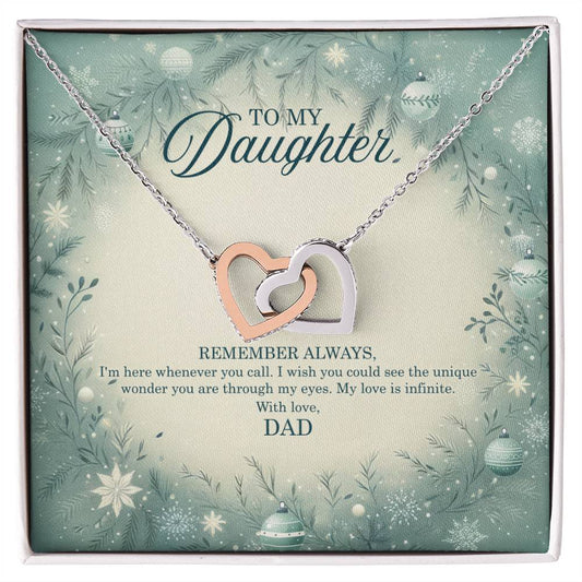 95320 a Interlocking Hearts Necklace, Gift to my Daughter with Beautiful Message Card