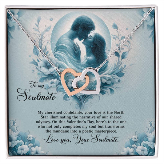 Valentine-st29b Interlocking Hearts neck, Gift to My Soulmate with Message Card
