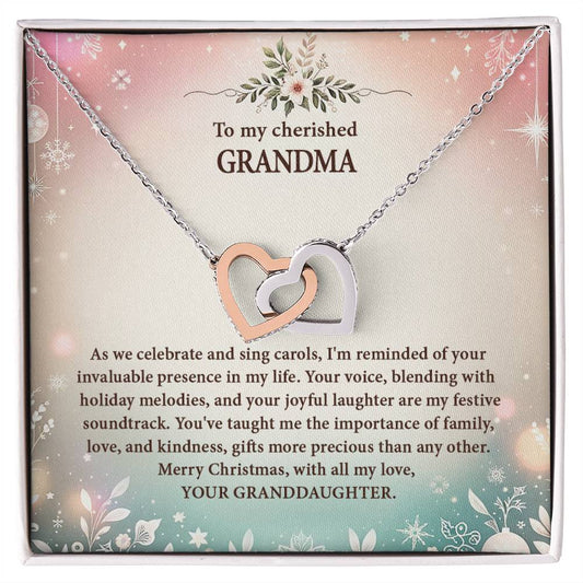 4057d Interlocking Hearts Necklace, Gift to my Grandma with Beautiful Message Card