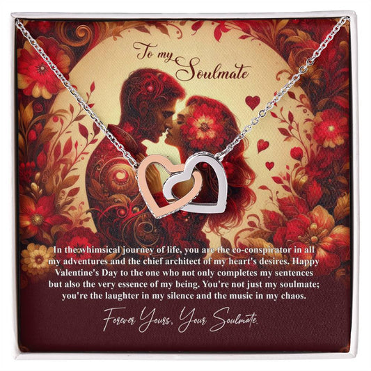 Valentine-st31b Interlocking Hearts neck, Gift to My Soulmate with Message Card