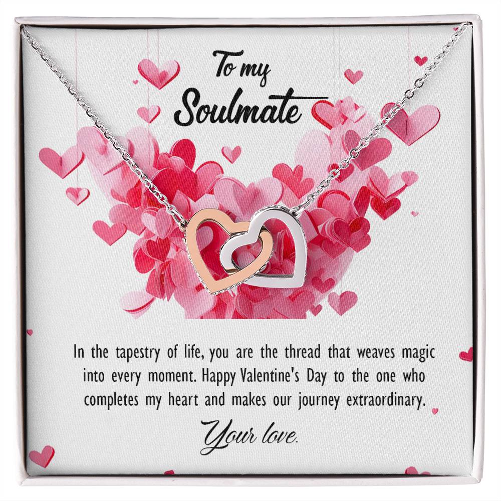 valentine-26b Interlocking Hearts neck, Gift to My Soulmate with Message Card