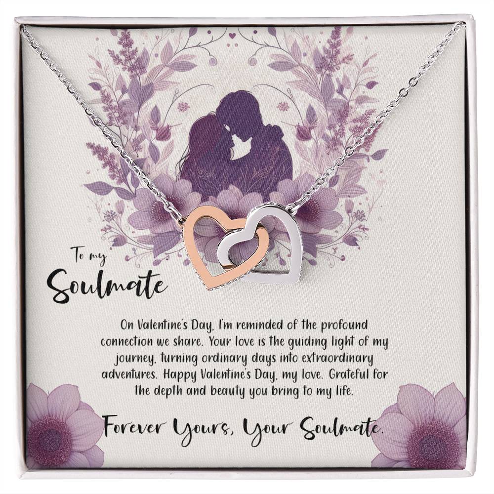 Valentine-st9b Interlocking Hearts neck, Gift to My Soulmate with Message Card