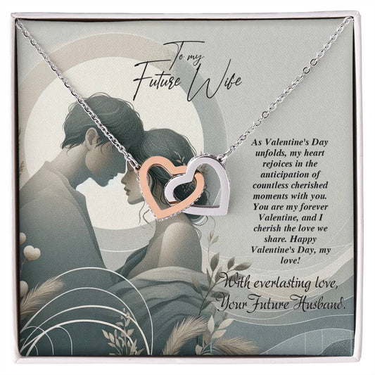 Valentine-st22d Interlocking Hearts Necklace, Gift to my Future Wife with Beautiful Message Card