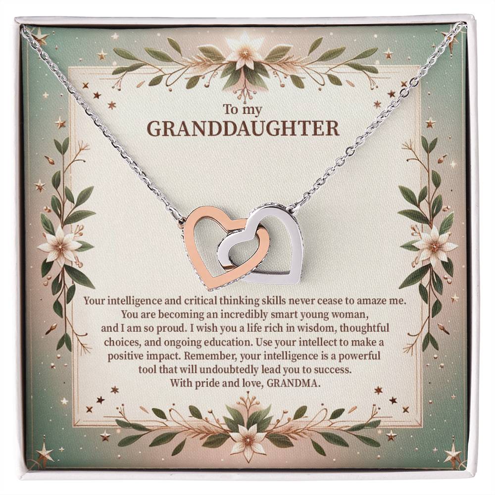 4049a Interlocking Hearts Necklace, Gift to My Granddaughter , with beautiful message card