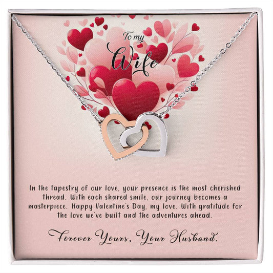 Valentine-st8a Interlocking Hearts Necklace, Gift to my Wife with Beautiful Message Card