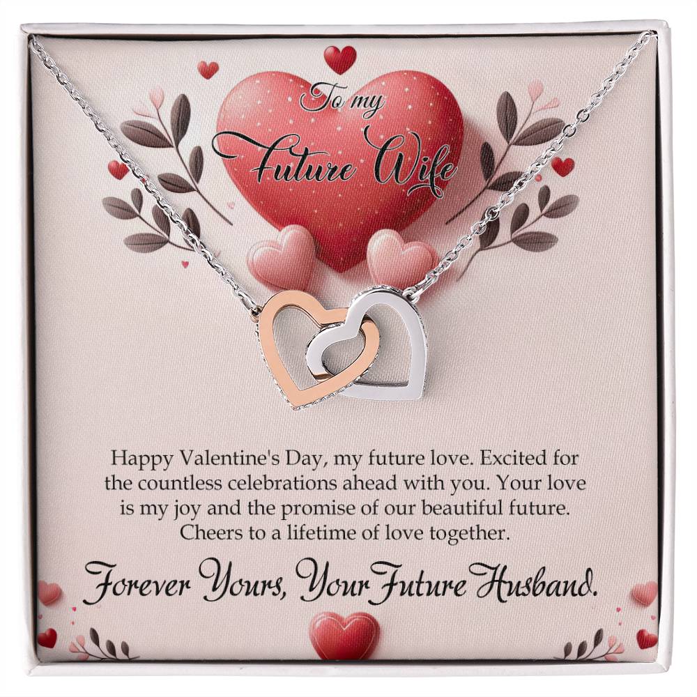 Valentine-st13d Interlocking Hearts Necklace, Gift to my Future Wife with Beautiful Message Card