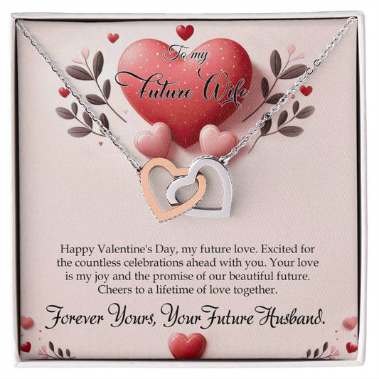 Valentine-st13d Interlocking Hearts Necklace, Gift to my Future Wife with Beautiful Message Card