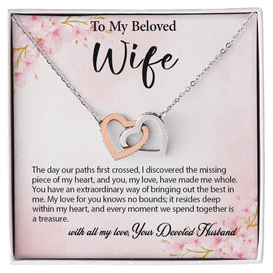 4029a Interlocking Hearts neck, Gift to my Wife with Beautiful Message Card