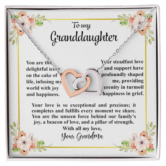 4032c Interlocking Hearts Necklace, Gift to My Granddaughter , with beautiful message card