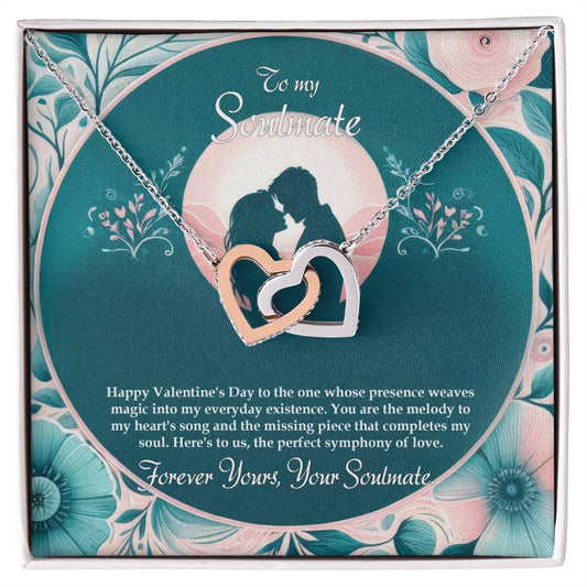 Valentine-st32b Interlocking Hearts neck, Gift to My Soulmate with Message Card