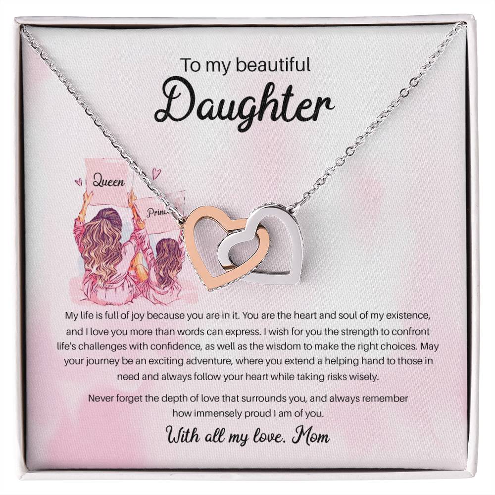 94941 a Interlocking Hearts Necklace, Gift to my Daughter with Beautiful Message Card