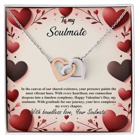 Valentine-st7b Interlocking Hearts neck, Gift to My Soulmate with Message Card