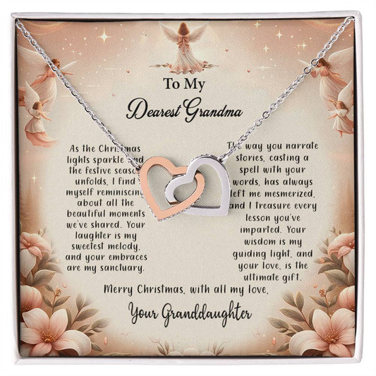 4052c Interlocking Hearts Necklace, Gift to my Grandma with Beautiful Message Card