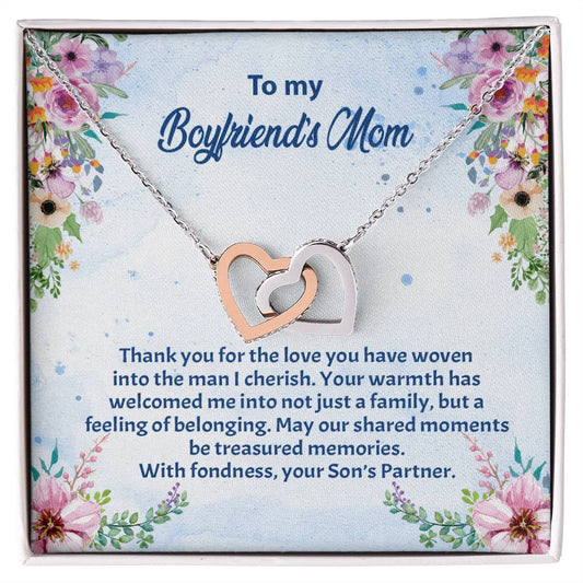 4038d Interlocking Hearts Necklace, Gift to my Boyfriend's Mom with Beautiful Message Card