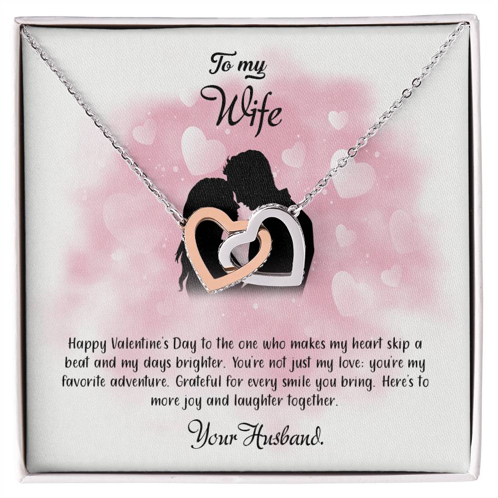 valentine-5a Interlocking Hearts Necklace, Gift to my Wife with Beautiful Message Card