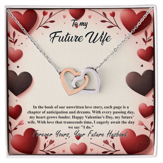 Valentine-st7d Interlocking Hearts Necklace, Gift to my Future Wife with Beautiful Message Card