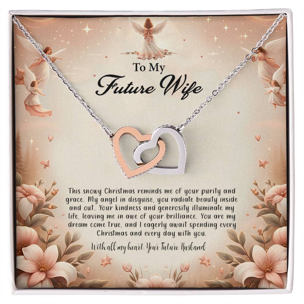 4052e Interlocking Hearts Necklace, Gift to my Future Wife with Beautiful Message Card