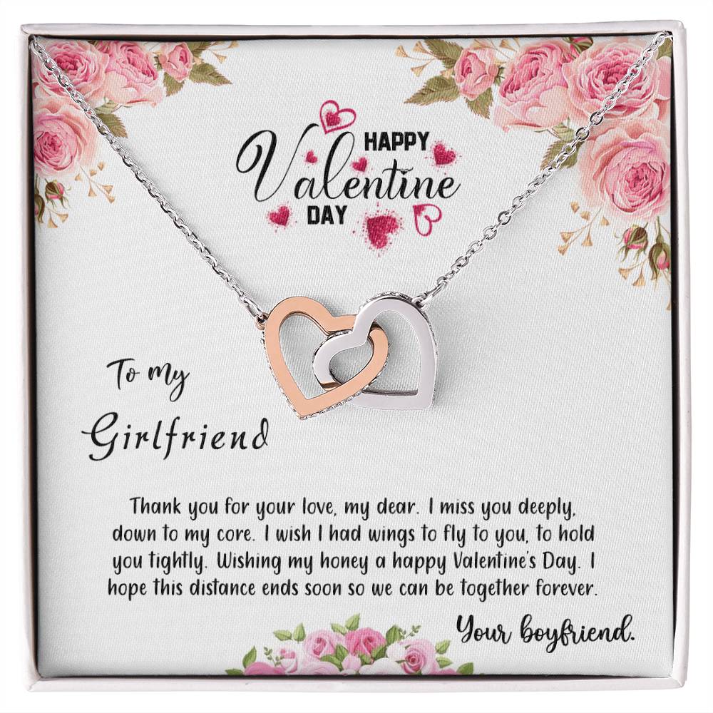 valentine-31c Interlocking Hearts Necklace, Gift to my Girlfriend with Beautiful Message Card