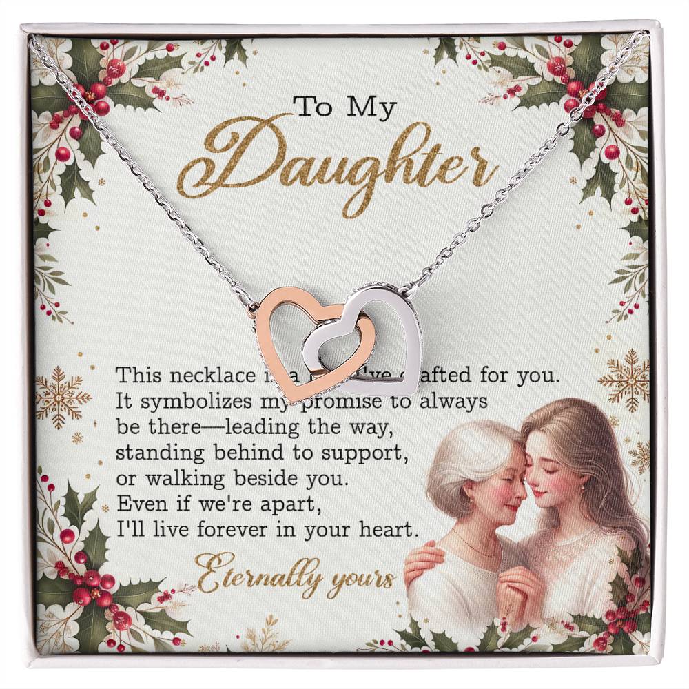 95147b Interlocking Hearts Necklace, Gift to my Daughter with Beautiful Message Card